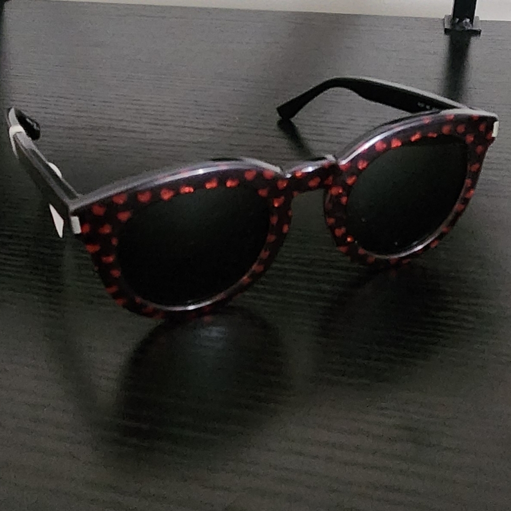 Saint Laurent Wmn's Sunglasses - Black with Red Hearts Frame . NO CASE